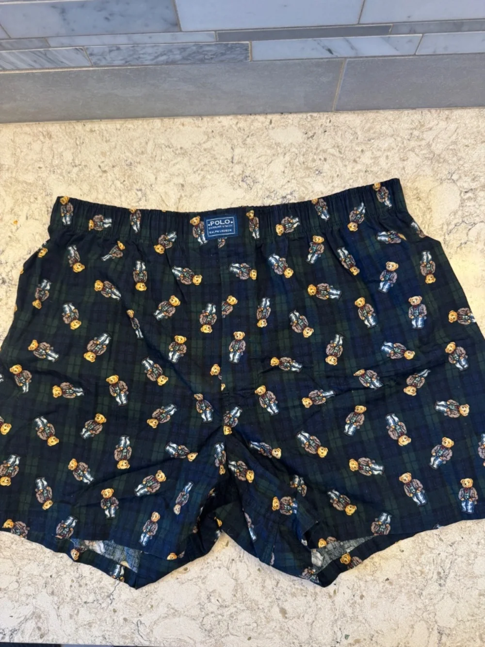 Vintage‎ Men's Polo by Ralph Lauren Medium Plaid Boxer Shorts with Teddy Bears